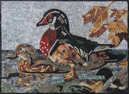 Duck Red Feathers Mosaic for the Garden