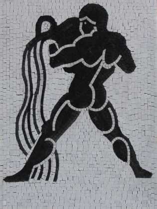FG1085 Strong Man Silhouette Plain Background  Mosaic