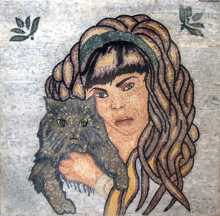 FG167 Woman and Cat Mosaic