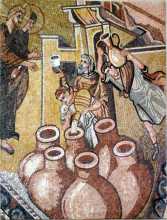 Jesus Water into Wine Miracle at Cana Religious Mosaic