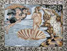 The Birth of Venus with Floral Frame Mosaic