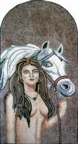 Nude Lady with Horse Arched  Mosaic