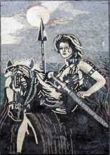 Lady Warrior Greyscale Mosaic