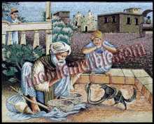 Snake Charmer & the Cobra-Mongoose Battle Mosaic