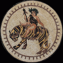 FG596 Litte Tarzan Riding Tiger Medallion  Mosaic