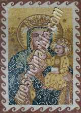Madonna & Baby Christ in Crowns Religious Mosaic