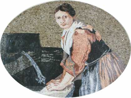 FG869 Old Lady Doing The Laundry Wall Hanging  Mosaic