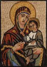 Virgin Mary Holding Baby Christ Religious Mosaic