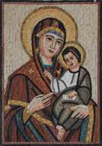 Mother Mary Holding Baby Jesus Christian Art  Mosaic
