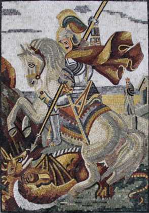 FG972 Saint on Horse Stabbing Dragon Mosaic