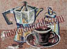 Kettle & Coffee Cup Kitchen Backsplash Mosaic