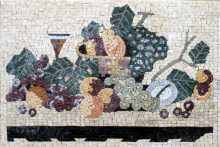 Fruits & Wine Still Life Rectangle Backsplash Mosaic