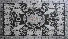 Floral Rectangular Floor Inlay Mini Rug Mosaic