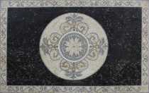 Exquisite Black Rectangle Central White Circle Mosaic