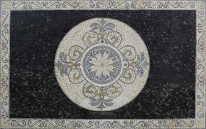 Exquisite Black Rectangle Central White Circle Mosaic