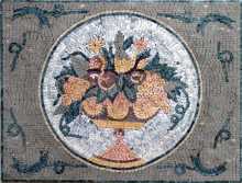 Elegant Fruit Bowl Still Life Backsplash Mosaic
