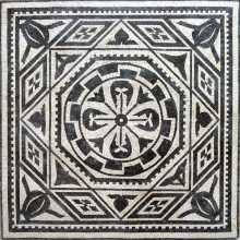 Black & White Geometric Square Floor Mosaic