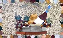 Colorful Fruit & Wine Basket Still Life Backsplash Mosaic