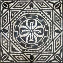 Black & White Square Geometric with Cross Mosaic