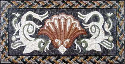 GEO511 Beautiful white dolphins and sea shell Mosaic