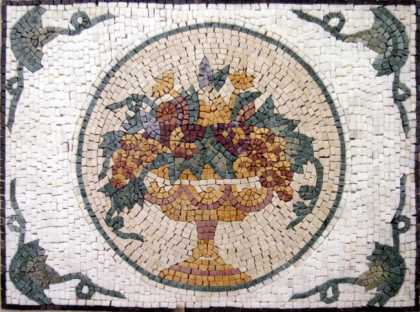 Fruit Bowl Circle in Rectangle Backsplash Mosaic