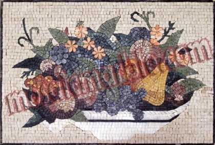 Large Fruits Bowl Still Life Kitchen Backsplash Mosaic