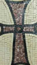 Red Byzantine Cross on White Mosaic