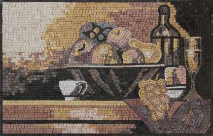 Artistic Still Life Fruit Bowl Backsplash Mosaic