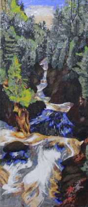 LS134 Landscape Forest Waterfall  Mosaic