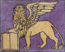 Lion of St Mark Purple Background Mosaic Wall Art