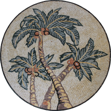 Marble Medallion Palm Trees Wall or Floor Mosaic