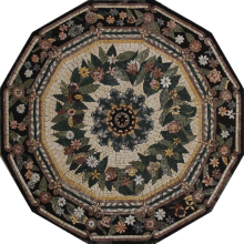 Floor Medallion Floral Dodecagon Mosaic
