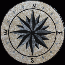 MD1435 Handmade Round Medallion Compass  Mosaic