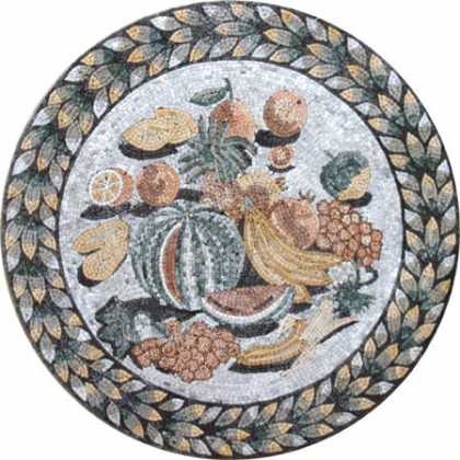 Elegant Fruits Leaves Border Wall Medallion Mosaic