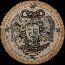 MD1908 Medusa Godess Hair Snakes Greek Border  Mosaic