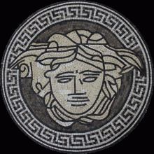 MD1938 Versace God Greek Key Frame Round  Mosaic