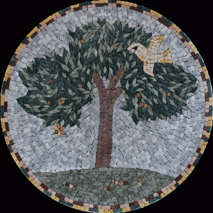 MD1951 Round Medallon Tree Of Life Home Decor  Mosaic