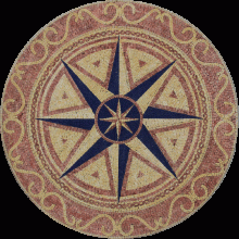 MD1958 Nautical Compass Deep Blue Floor Wall  Mosaic