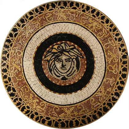 Centered medusa face round decorative  Mosaic