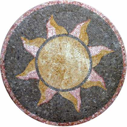 MD213 golden and pink sun on grey background Mosaic