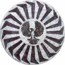 Black & White Marble Medallion Central Eagle Mosaic