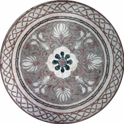 MD433 White on grey elegant motifs Mosaic