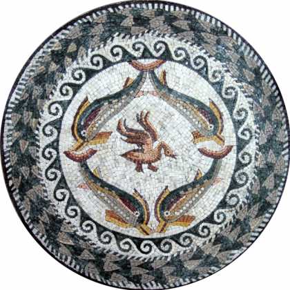 MD439 fish geometry marble art Mosaic