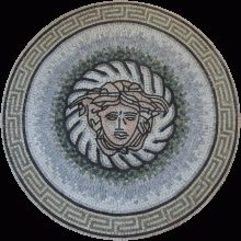 MD543 Versace Round Medallion Greek Keys Border  Mosaic