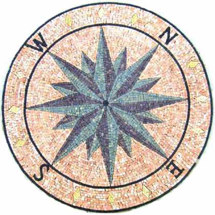 MD611 faded bluish compass on salmon pink background Mosaic