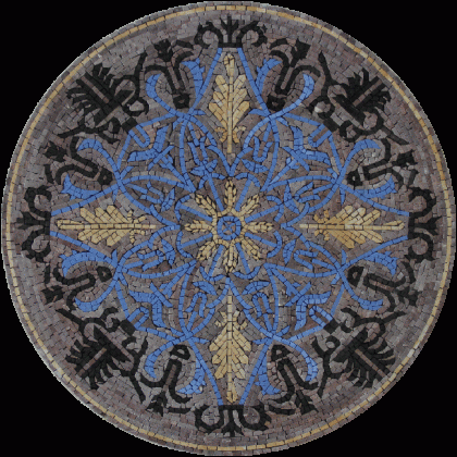 MD651 Turquoise and gold lotus Mosaic