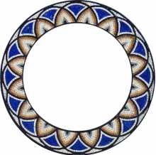 Blue Overlapping Circles Round Mirror Border Mosaic