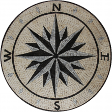 Marble Medallion Grey Black & Cream Compass Mosaic