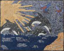 Ocean Waves and Killer Whales Mosaic in Azul Bahia