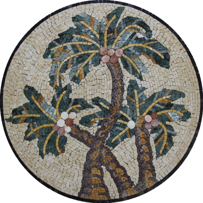 Round Palm Tree Tropical Mosaic